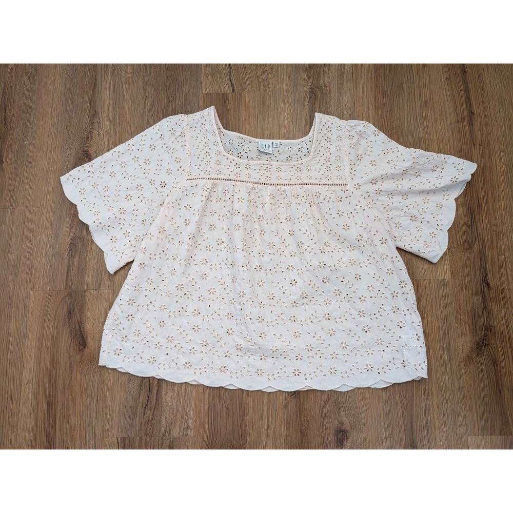 Gap Light‎ Pink Eyelet Ditsy Floral Top Size XXL Coquette Romantic Feminine